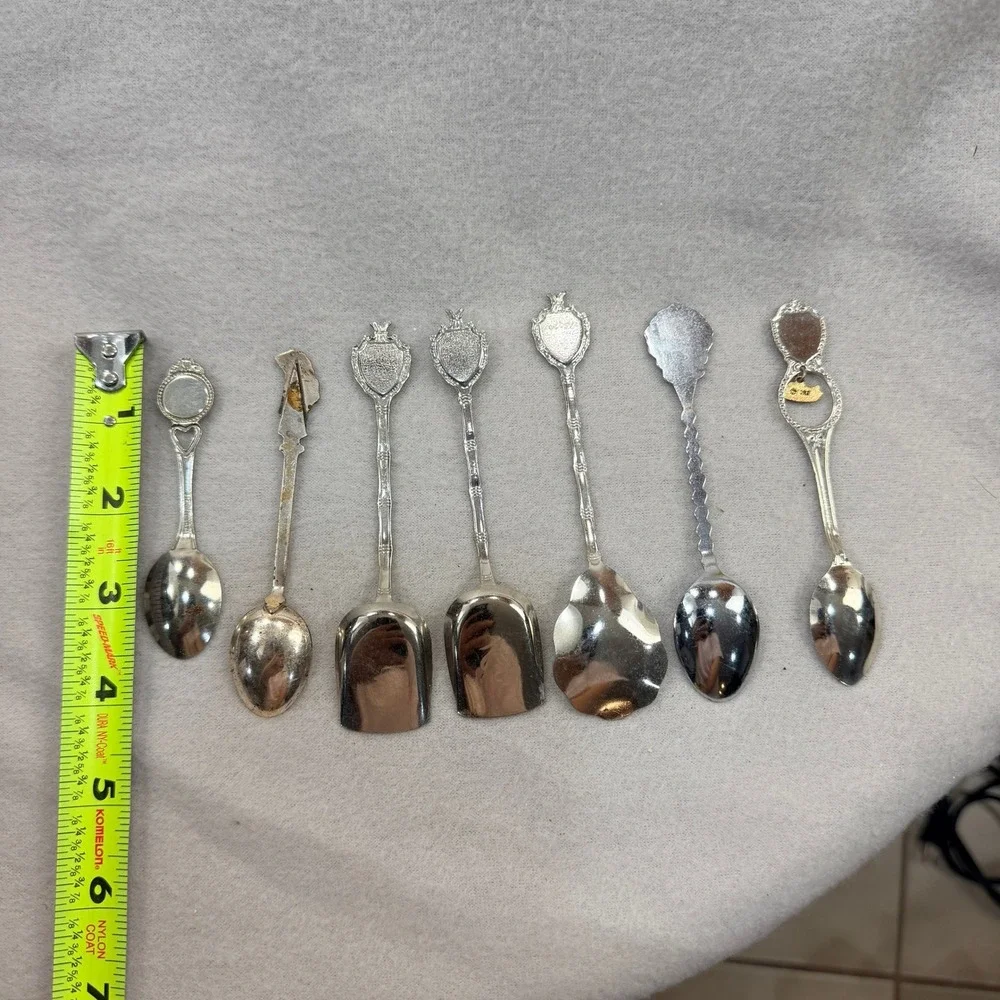 Vintage Souvenir Collector Spoons Lot of 7 California Georgia Bahamas Enamel